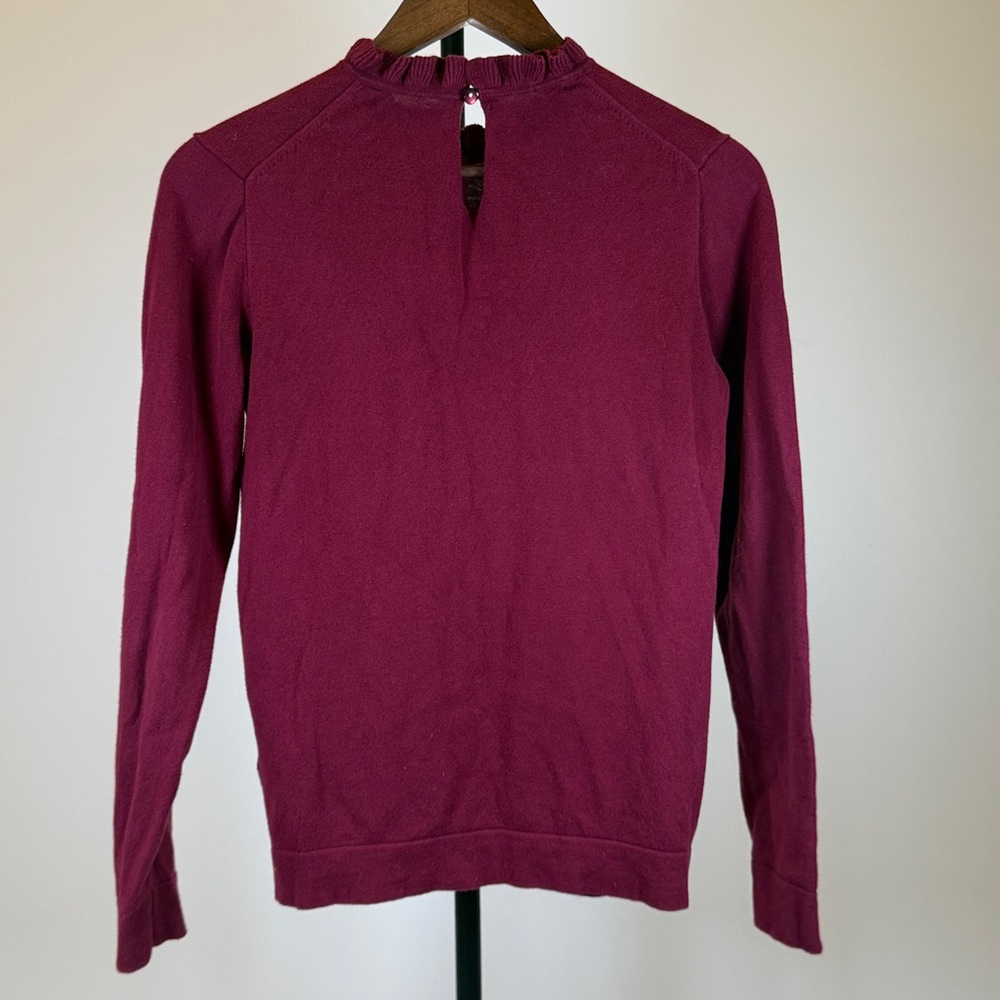 J. Crew Ruffled Mock Neck Long-Sleeve Top - Berry Plum. Size S - Picture 6 of 6